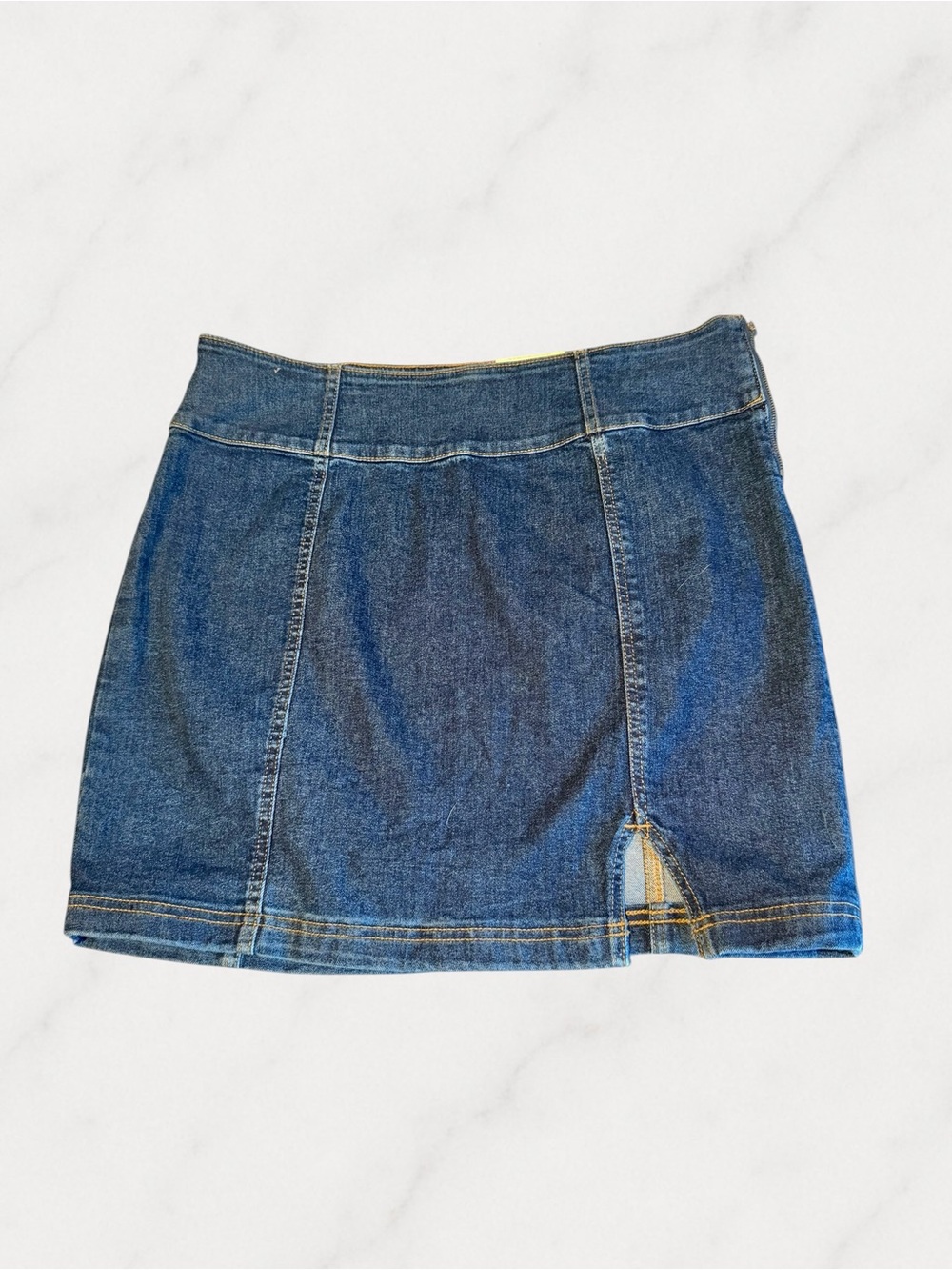 So Kohls Women’s Denim Jean Mini Skirt Size 17/33W Blue High Rise Side Zip
